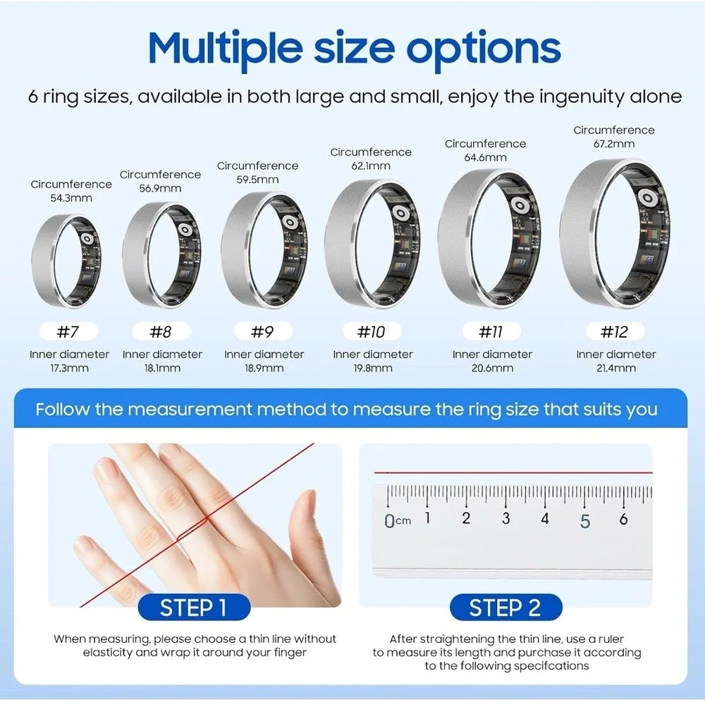 J-RING Smart Ring Women Men Size 10 Fitness Tracker SpO2 Titanium Waterproof NEW
